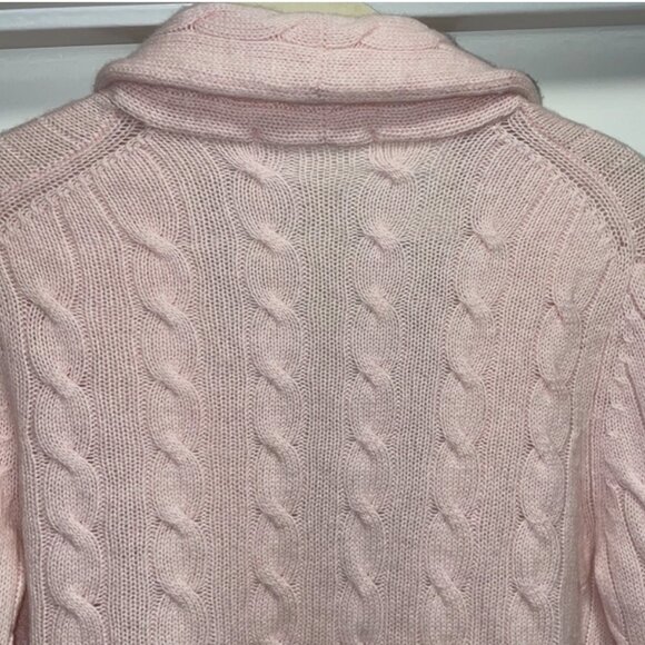 Vintage Pink Cashmere Cardigan Sweater Cable Knit Small - Picture 4 of 8